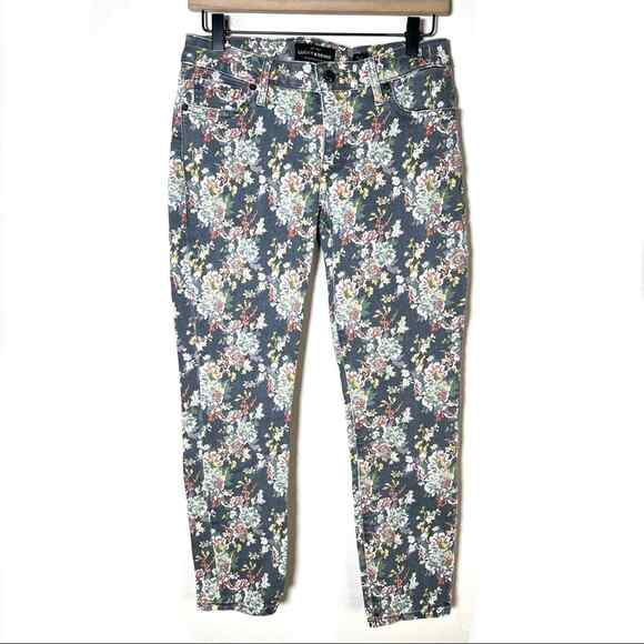 Lucky Brand gray and green floral print Lolita crop jeans size 6 B98 - Picture 1 of 8